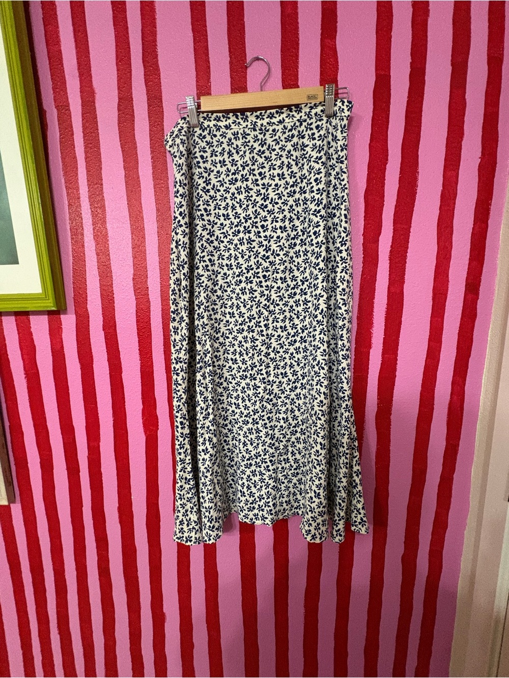 Reformation Blue and Cream Floral Maxi Skirt